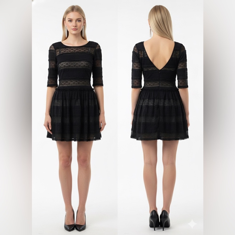 Bcbgmaxazria mini lace dress size S in Black